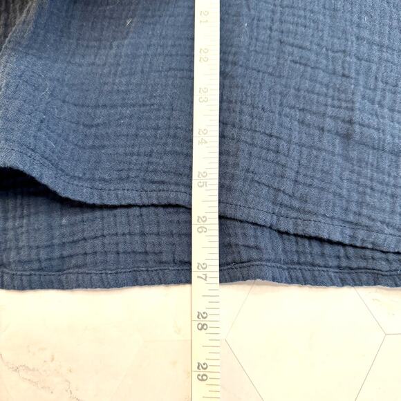 Soft Surroundings Cotton Gauze Peasant Blouse Sz L Blue Boho Tunic Top EUC - Picture 5 of 8